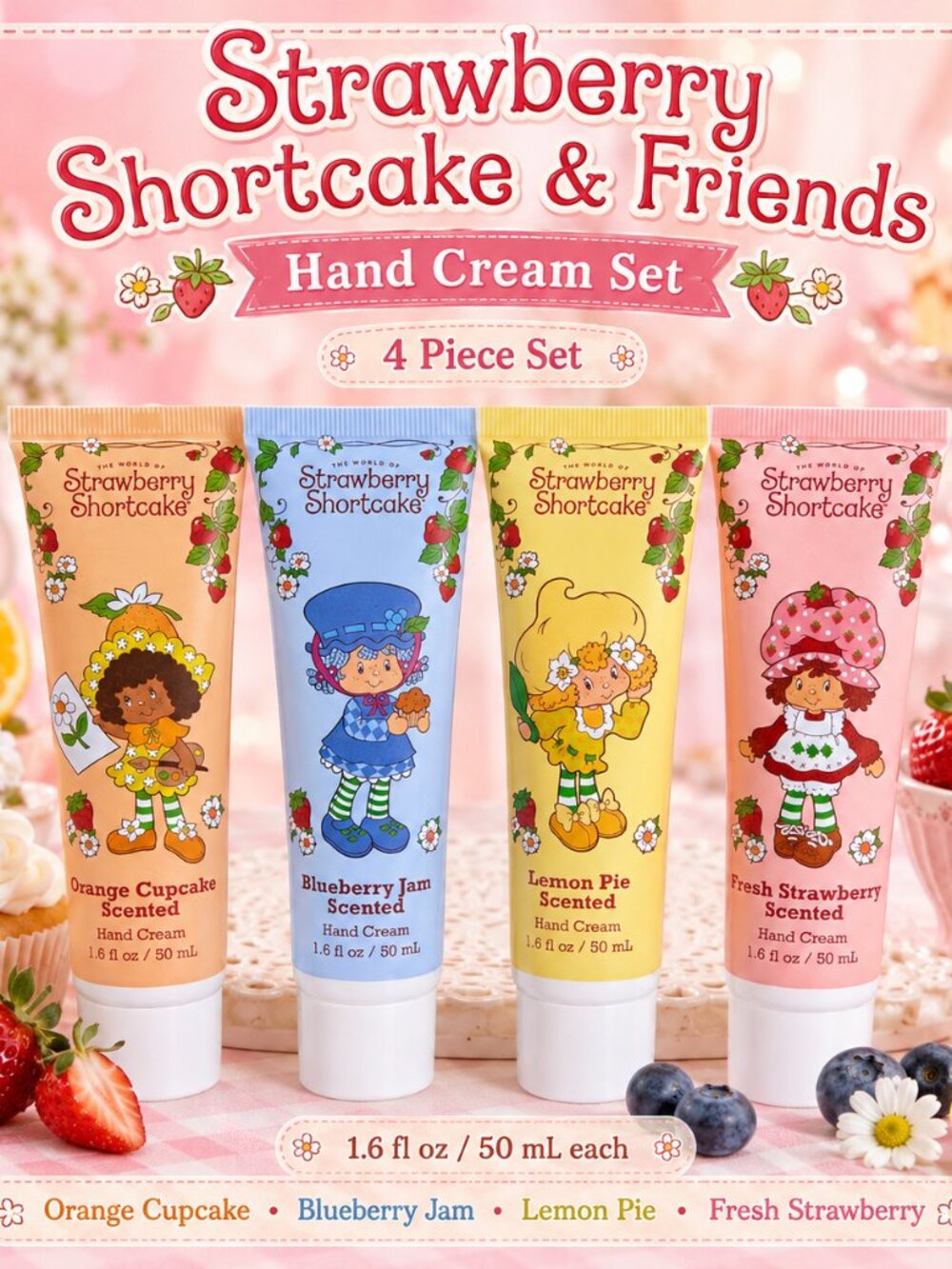 New Strawberry Shortcake & Friends 4-Piece Scented Hand Cream Set